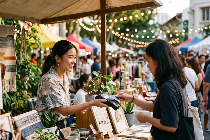 A Singapore weekend market stall