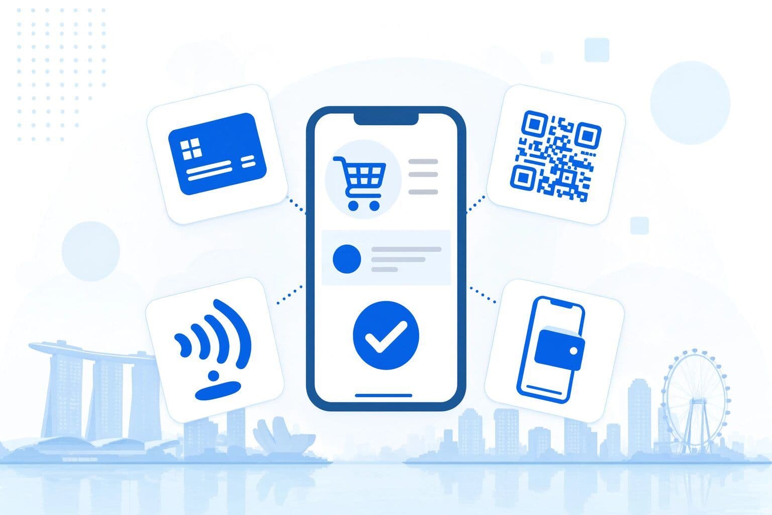Multiple online payment methods - cards, wallets, contactless and QR - for Singapore businesses.